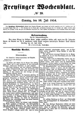 Freisinger Wochenblatt Sonntag 16. Juli 1854