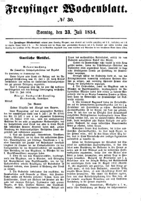 Freisinger Wochenblatt Sonntag 23. Juli 1854
