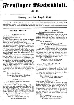 Freisinger Wochenblatt Sonntag 20. August 1854