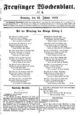 Freisinger Wochenblatt Sonntag 21. Januar 1855