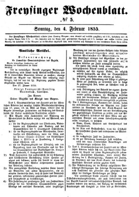 Freisinger Wochenblatt Sonntag 4. Februar 1855
