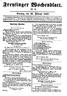 Freisinger Wochenblatt Sonntag 25. Februar 1855