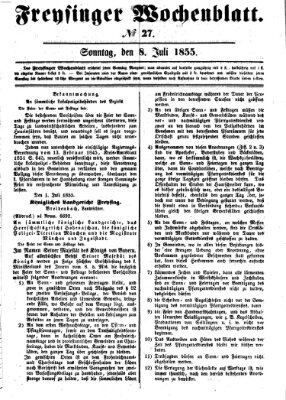 Freisinger Wochenblatt Sonntag 8. Juli 1855