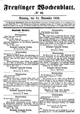 Freisinger Wochenblatt Sonntag 11. November 1855