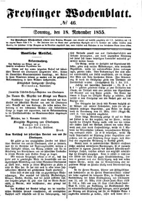 Freisinger Wochenblatt Sonntag 18. November 1855