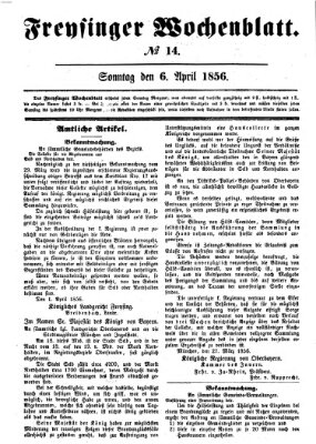Freisinger Wochenblatt Sonntag 6. April 1856
