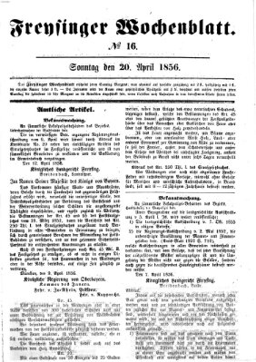 Freisinger Wochenblatt Sonntag 20. April 1856