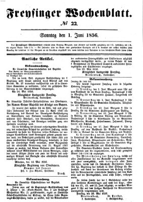 Freisinger Wochenblatt Sonntag 1. Juni 1856