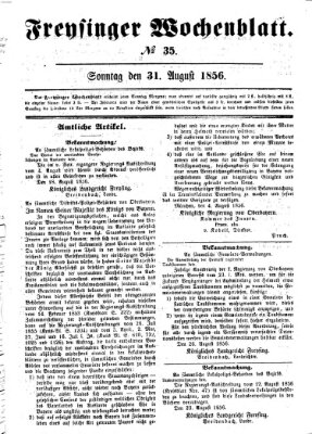 Freisinger Wochenblatt Sonntag 31. August 1856