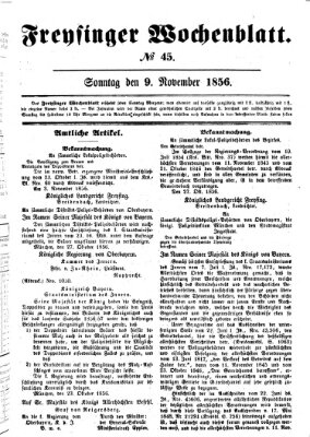 Freisinger Wochenblatt Sonntag 9. November 1856