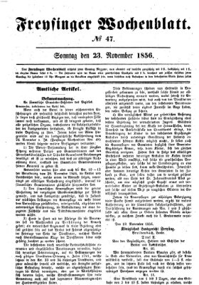 Freisinger Wochenblatt Sonntag 23. November 1856