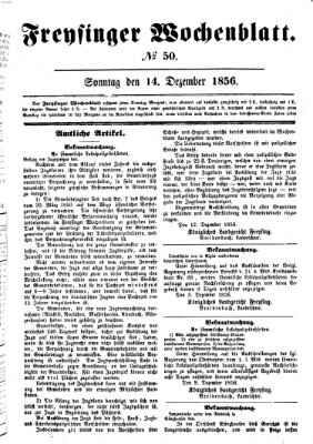 Freisinger Wochenblatt Sonntag 14. Dezember 1856