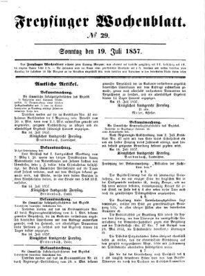 Freisinger Wochenblatt Sonntag 19. Juli 1857