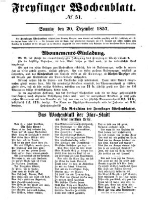 Freisinger Wochenblatt Sonntag 20. Dezember 1857