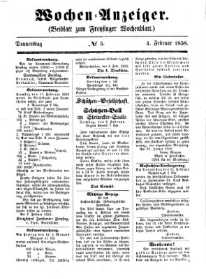 Freisinger Wochenblatt Donnerstag 4. Februar 1858