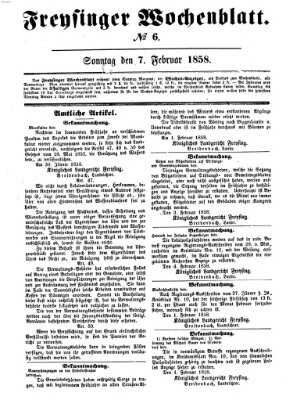 Freisinger Wochenblatt Sonntag 7. Februar 1858