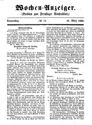 Freisinger Wochenblatt Donnerstag 18. März 1858
