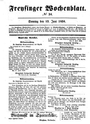 Freisinger Wochenblatt Sonntag 13. Juni 1858