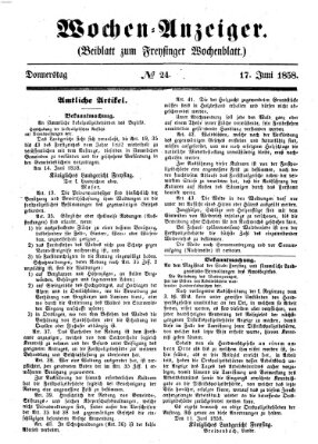 Freisinger Wochenblatt Donnerstag 17. Juni 1858