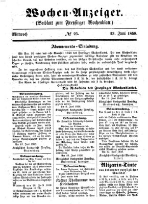 Freisinger Wochenblatt Mittwoch 23. Juni 1858