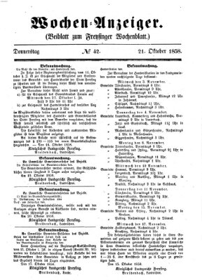 Freisinger Wochenblatt Donnerstag 21. Oktober 1858