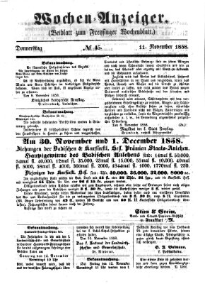 Freisinger Wochenblatt Donnerstag 11. November 1858