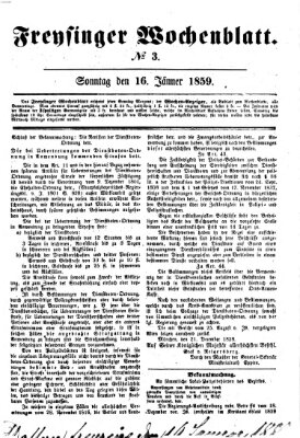 Freisinger Wochenblatt Sonntag 16. Januar 1859