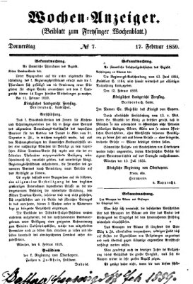 Freisinger Wochenblatt Donnerstag 17. Februar 1859