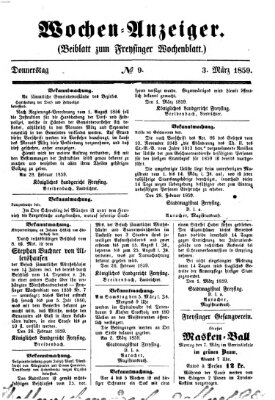 Freisinger Wochenblatt Donnerstag 3. März 1859
