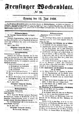 Freisinger Wochenblatt Sonntag 12. Juni 1859