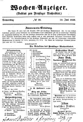 Freisinger Wochenblatt Donnerstag 30. Juni 1859
