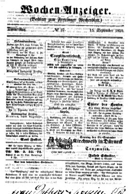Freisinger Wochenblatt Donnerstag 15. September 1859