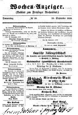 Freisinger Wochenblatt Donnerstag 29. September 1859