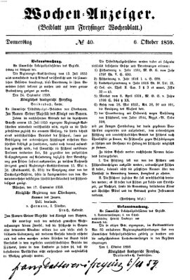 Freisinger Wochenblatt Donnerstag 6. Oktober 1859