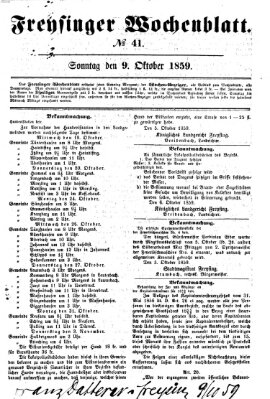 Freisinger Wochenblatt Sonntag 9. Oktober 1859
