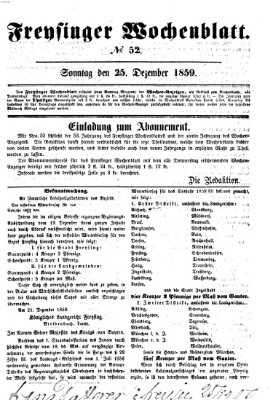 Freisinger Wochenblatt Sonntag 25. Dezember 1859