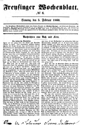 Freisinger Wochenblatt Sonntag 5. Februar 1860