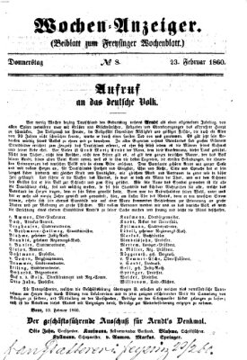 Freisinger Wochenblatt Donnerstag 23. Februar 1860