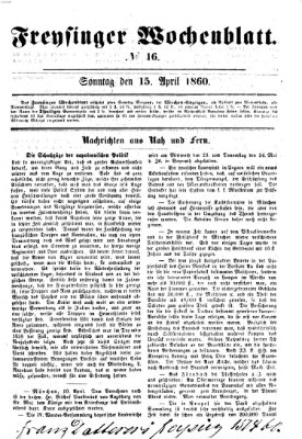Freisinger Wochenblatt Sonntag 15. April 1860