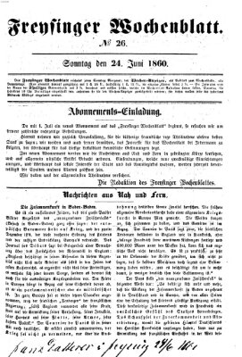 Freisinger Wochenblatt Sonntag 24. Juni 1860