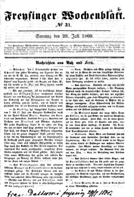 Freisinger Wochenblatt Sonntag 29. Juli 1860