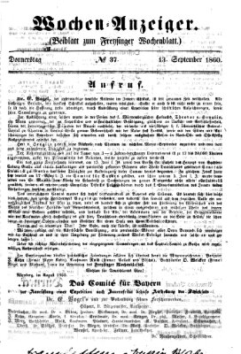 Freisinger Wochenblatt Donnerstag 13. September 1860