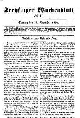 Freisinger Wochenblatt Sonntag 18. November 1860
