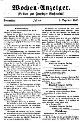 Freisinger Wochenblatt Donnerstag 6. Dezember 1860