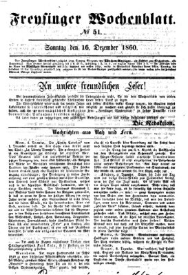 Freisinger Wochenblatt Sonntag 16. Dezember 1860