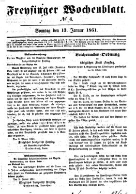 Freisinger Wochenblatt Sonntag 13. Januar 1861