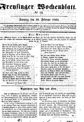 Freisinger Wochenblatt Sonntag 10. Februar 1861