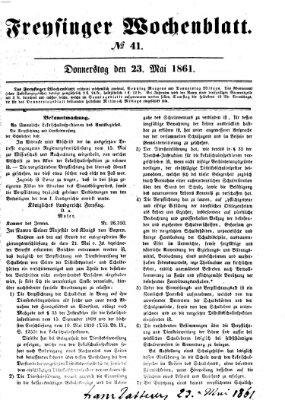 Freisinger Wochenblatt Donnerstag 23. Mai 1861