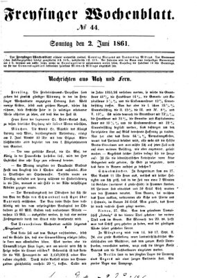 Freisinger Wochenblatt Sonntag 2. Juni 1861