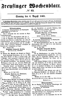 Freisinger Wochenblatt Sonntag 4. August 1861